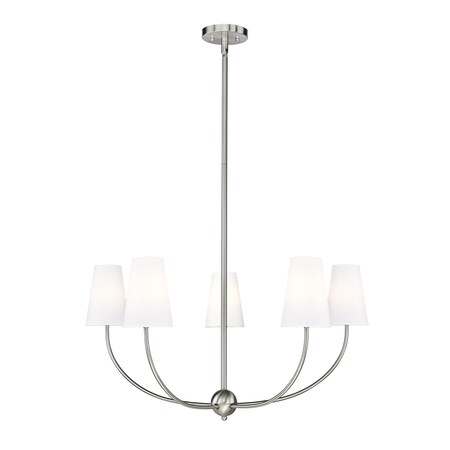 Z-Lite Shannon Chandelier, 5-Light, 32 In.W x 16.5 In.H, Brushed Nickel/white 3040-32BN